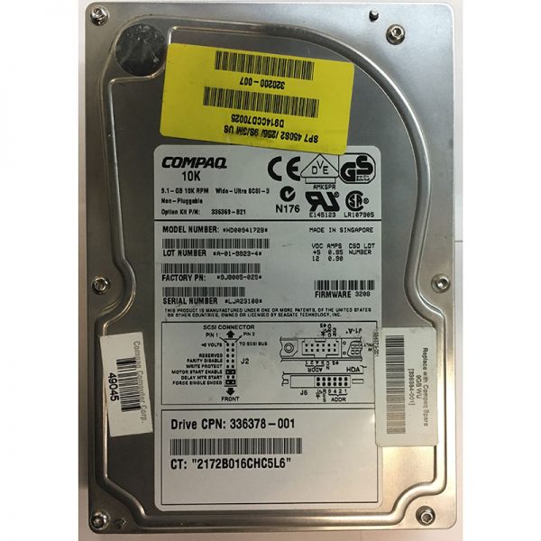 336369-B21 - Compaq 9.1GB 10K RPM SCSI 3.5" HDD 68 pin