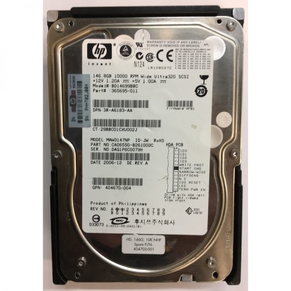 3R-A6183-AA - HP 146GB 10K RPM SCSI 3.5" HDD U320 68 pin