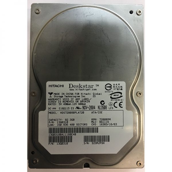 13G0310 - Hitachi 80GB 7200 RPM IDE 3.5" HDD