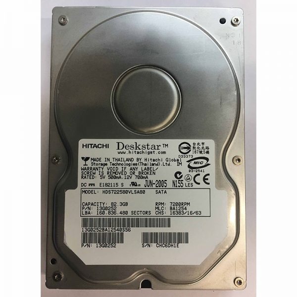 13G0252 - Hitachi 82.3GB 7200 RPM SATA 3.5" HDD