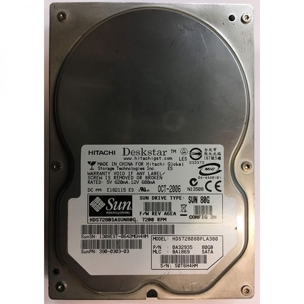 0A32935 - Hitachi 80GB 7200 RPM SATA 3.5" HDD Hitachi 0A32935 version