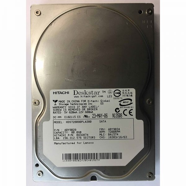 40Y9034 - IBM 80GB 7200 RPM SATA 3.5" HDD Hitachi HDS728080PLA380 version