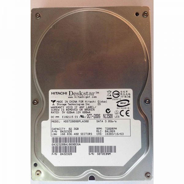 0A32328 - Hitachi 80GB 7200 RPM SATA 3.5" HDD