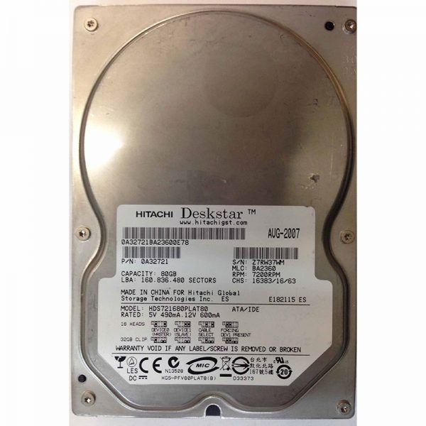 0A32721 - Hitachi 82GB 7200 RPM IDE 3.5" HDD