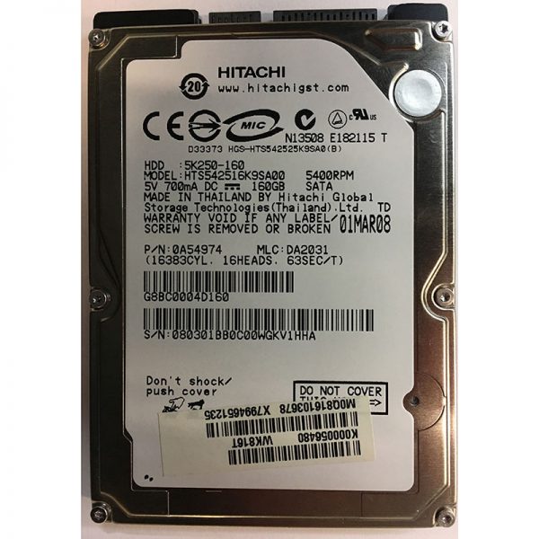 0A54974 - Hitachi 160GB 5400 RPM SATA 2.5" HDD