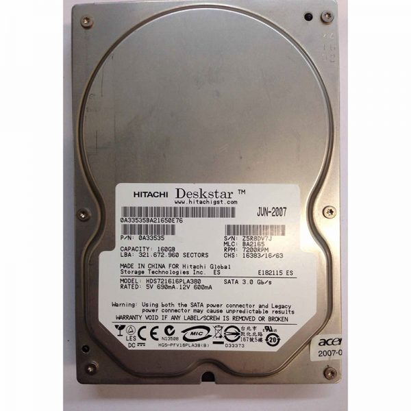 0A33535 - Hitachi 160GB 7200 RPM SATA 3.5" HDD