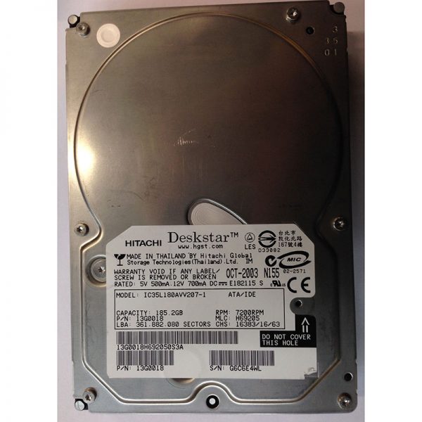 13G0018 - Hitachi 185GB 7200 RPM IDE 3.5" HDD