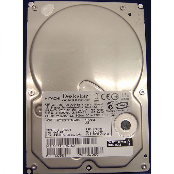 0A31611 - Hitachi 250GB 7200 RPM IDE 3.5" HDD