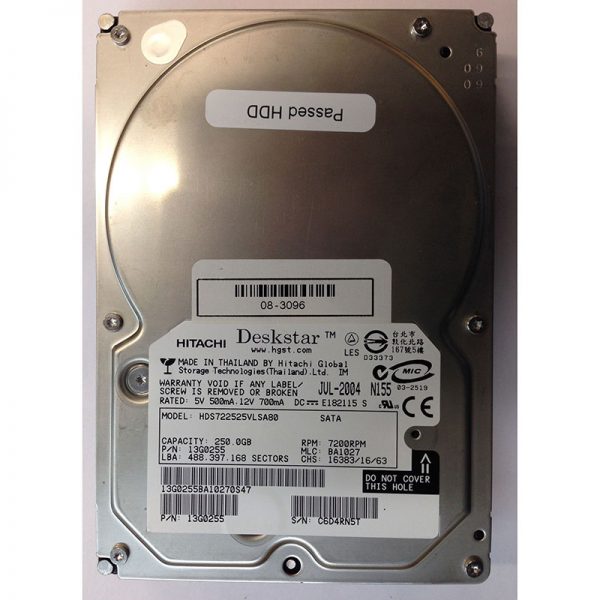 13G0255 - Hitachi 250GB 7200 RPM SATA 3.5" HDD