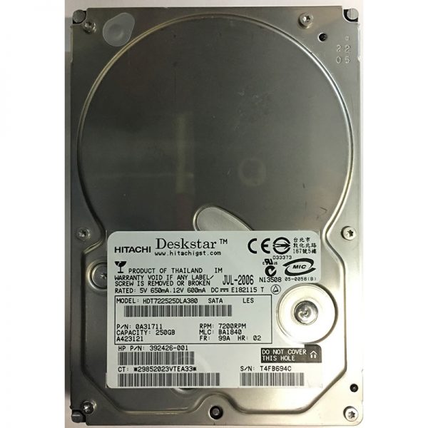 392426-001 - HP 250GB 7200 RPM SATA 3.5" HDD