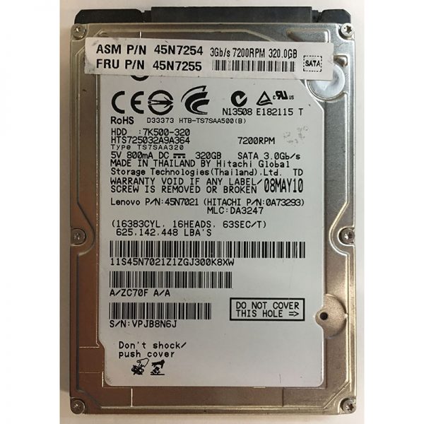 0A73293 - Hitachi 320GB 5400 RPM SATA 2.5" HDD