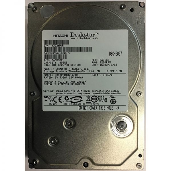 0A33692 - Hitachi 400GB 7200 RPM SATA 3.5" HDD