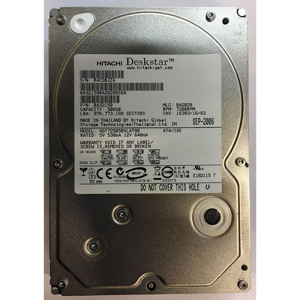 0A32158 - Hitachi 500GB 7200 RPM IDE 3.5" HDD