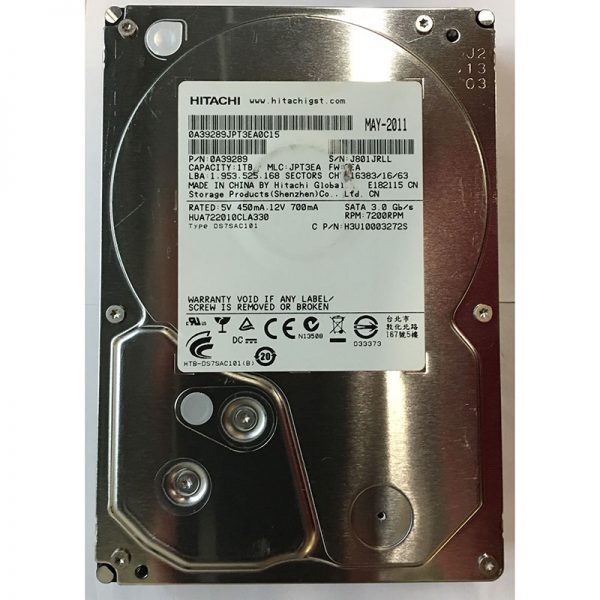 0A39289 - Hitachi 1TB 7200 RPM SATA 3.5" HDD