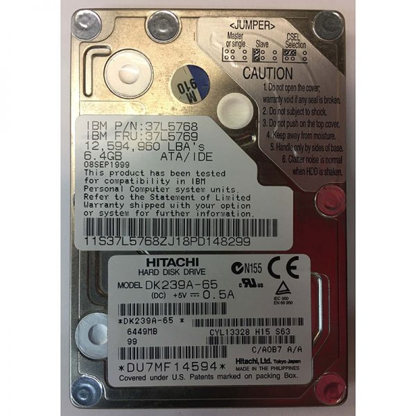 37L5768 - IBM 6.5GB 5400 RPM IDE 2.5" HDD