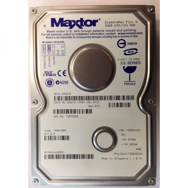 6Y080L0422651 - Maxtor 80GB 7200 RPM IDE 3.5" HDD