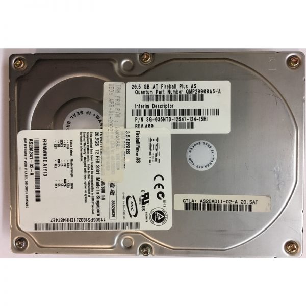 AS20A011-02-A - Quantum 20GB 7200 RPM IDE 3.5" HDD