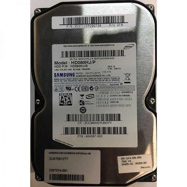 390595-001 - HP 80GB 7200 RPM SATA 3.5" HDD