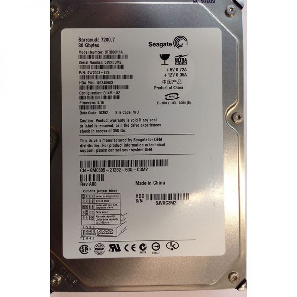 9W2003-633 - Seagate 80GB 7200 RPM IDE 3.5" HDD