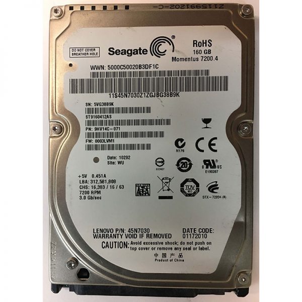 9HV14C-071 - Seagate 160GB 7200 RPM SATA 2.5" HDD