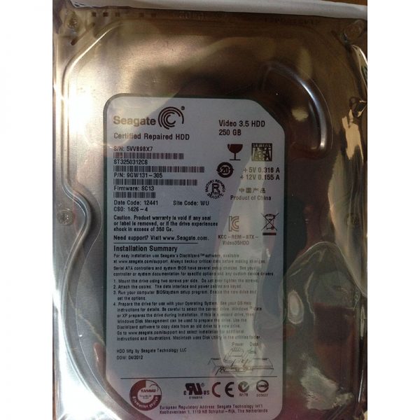 ST3250312CS - Seagate 250GB 5900 RPM SATA 3.5" HDD manufacture refurbished