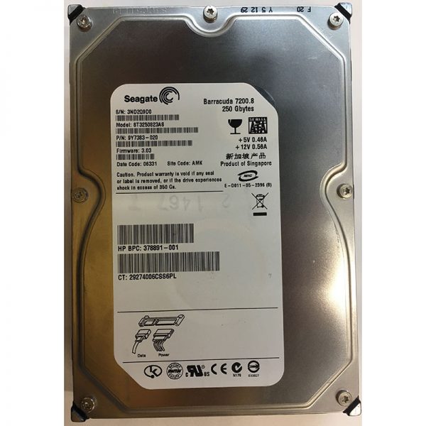 9Y7383-020 - Seagate 250GB 7200 RPM SATA 3.5" HDD