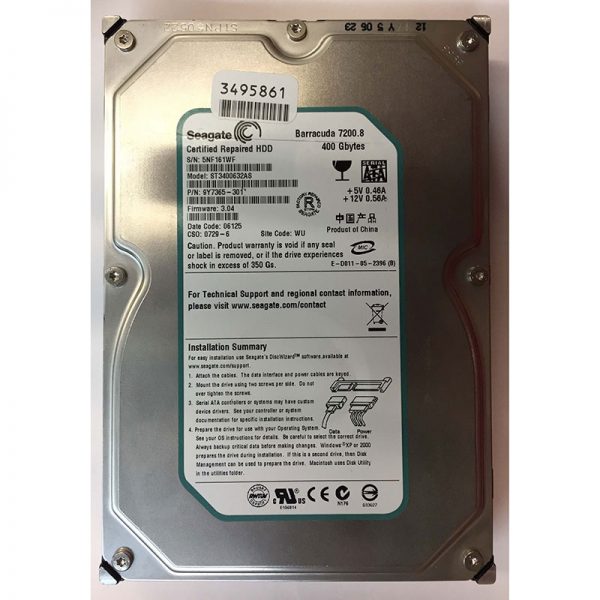 ST3400632AS - Seagate 400GB 7200 RPM SATA 3.5" HDD