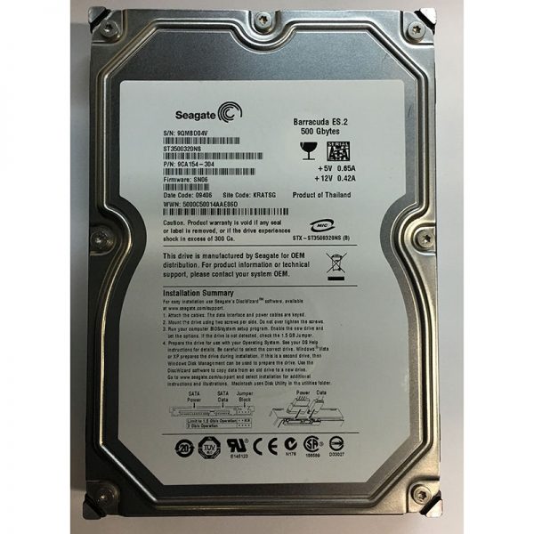 9CA154-304 - Seagate 500GB 7200 RPM SATA 3.5" HDD