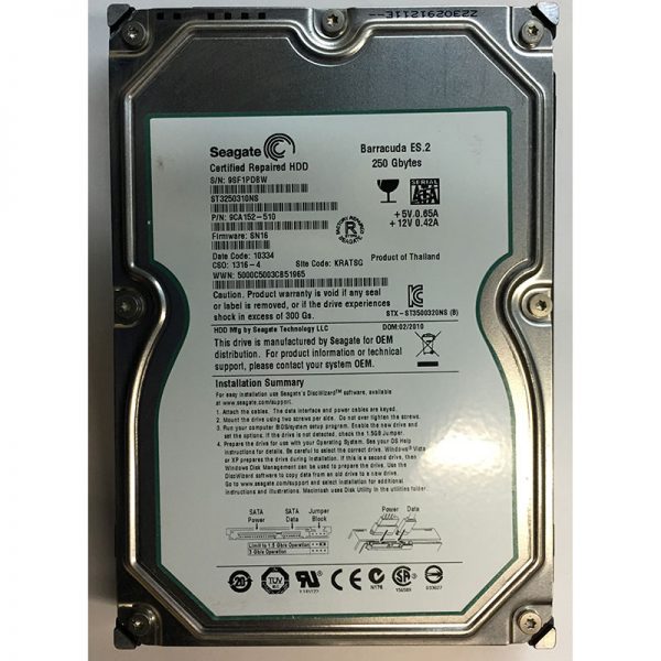 ST3250310NS - Seagate 250GB 7200 RPM SATA 3.5" HDD