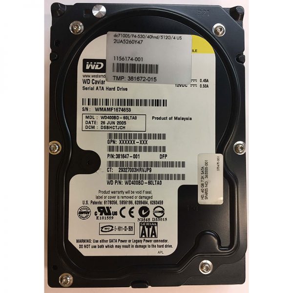 381672-015 - HP 40GB 7200 RPM SATA 3.5" HDD