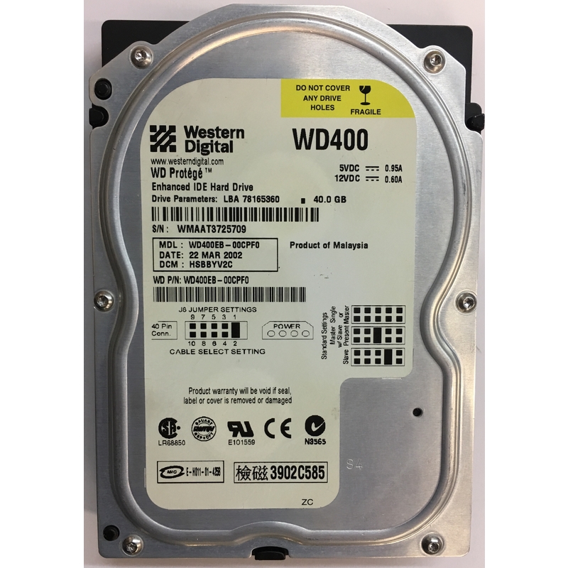 WD400EB - Disque dur Western Digital 40 Go 7200 tr/min IDE 3,5"