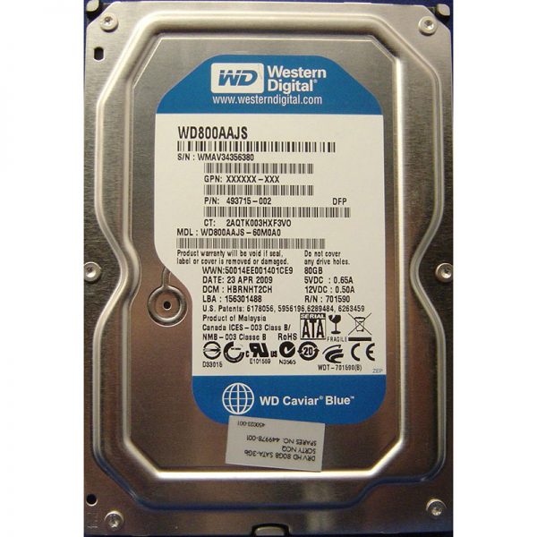 449978-001 - HP 80GB 7200 RPM SATA 3.5" HDD Western Digital WD800AAJS version