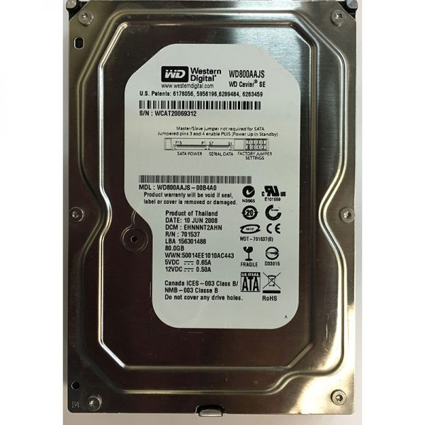 WD800AAJS-00B4A0 - Western Digital 80GB 7200 RPM SATA 3.5" HDD