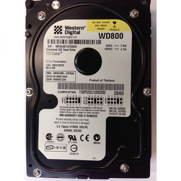 24P3665 - IBM 80GB 7200 RPM IDE 3.5" HDD Western Digital WD800BB version