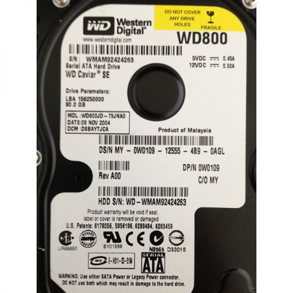 0W0109 - Dell 80GB 7200 RPM SATA 3.5" HDD