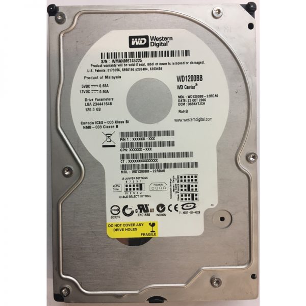 WD1200BB-22RDA0 - Western Digital 120GB 7200 RPM IDE 3.5" HDD