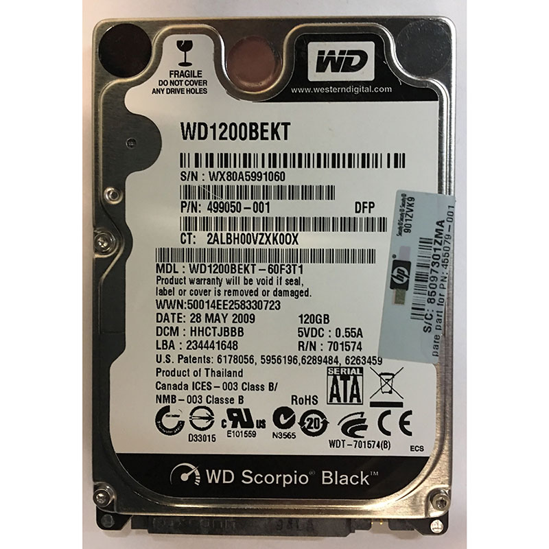 WD1200BEKT - Western Digital 120GB 7200 RPM SATA 2.5" HDD