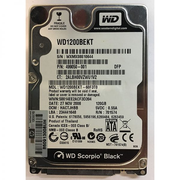 WD1200BEKT-60F3T0 - Western Digital 120GB 7200 RPM SATA 2.5" HDD