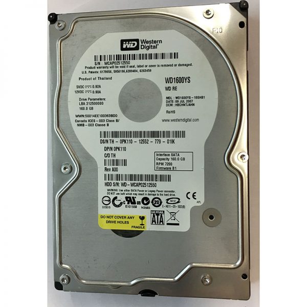 WD1600YS-18SHB1 - Western Digital 160GB 7200 RPM SATA 3.5" HDD