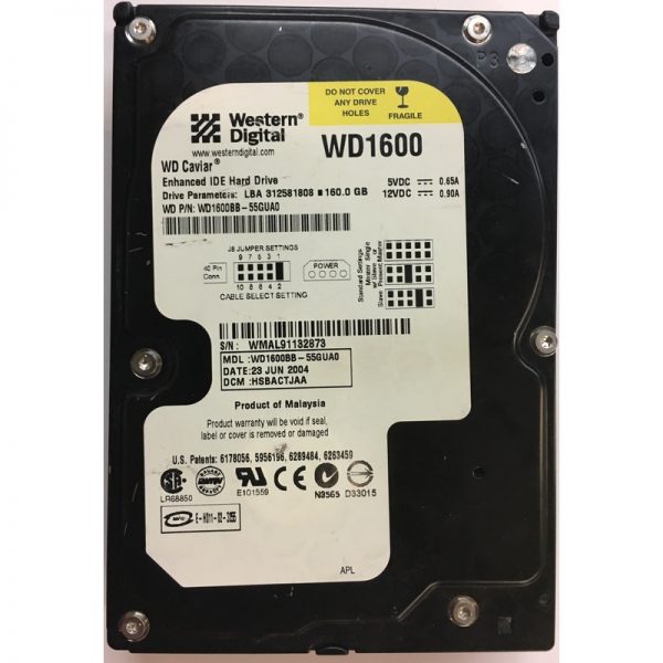 WD1600BB-55GUA0 - Western Digital 160GB 7200 RPM IDE 3.5" HDD