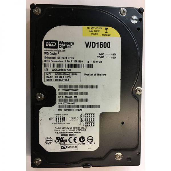 WD1600BB-22GUA0 - Western Digital 160GB 7200 RPM IDE 3.5" HDD