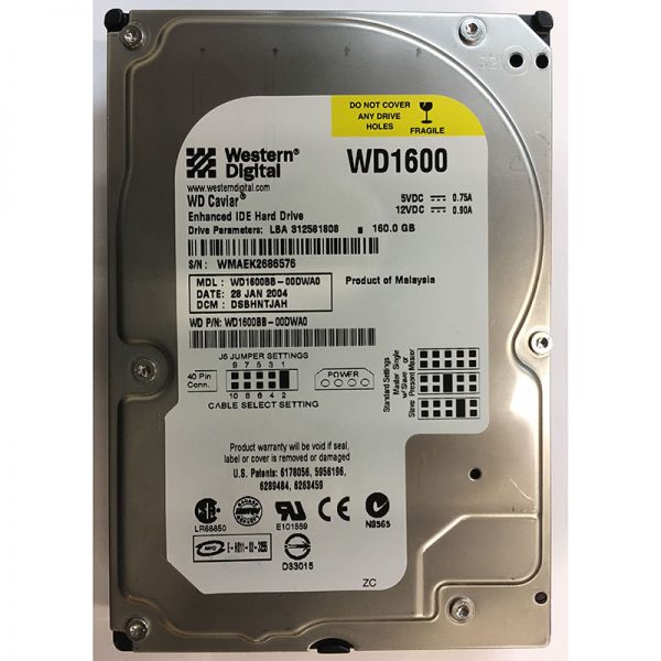 WD1600BB-00DWA0 - Western Digital 160GB 7200 RPM IDE 3.5" HDD