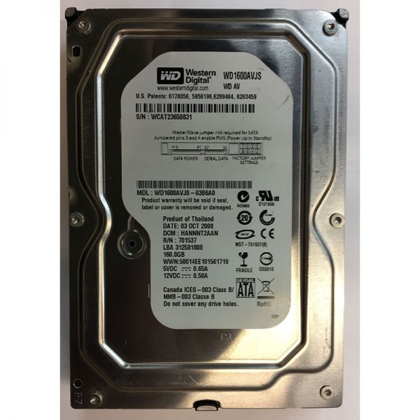 WD1600AVJS-63B6A0 - Western Digital 160GB 7200 RPM SATA 3.5" HDD