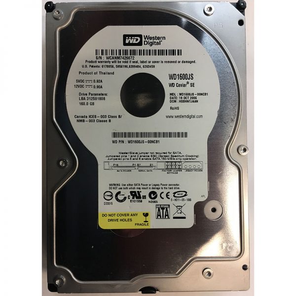 WD1600JS-00NCB1 - Western Digital 160GB 7200 RPM SATA 3.5" HDD