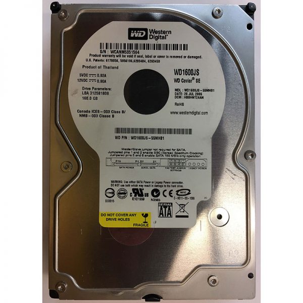 WD1600JS-55MHB1 - Western Digital 160GB 7200 RPM SATA 3.5" HDD