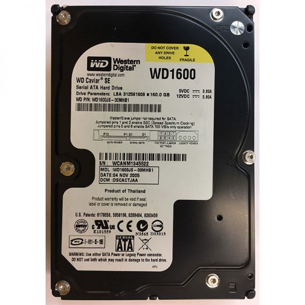 WD1600JS-00MHB1 - Western Digital 160GB 7200 RPM SATA 3.5" HDD