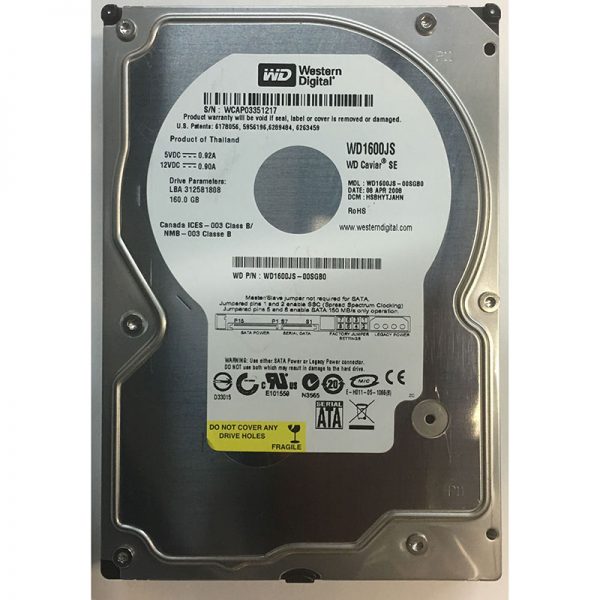 WD1600JS-00SGB0 - Western Digital 160GB 7200 RPM SATA 3.5" HDD