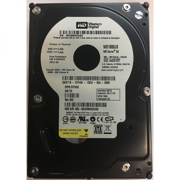 WD1600JS-75NCB2 - Western Digital 160GB 7200 RPM SATA 3.5" HDD