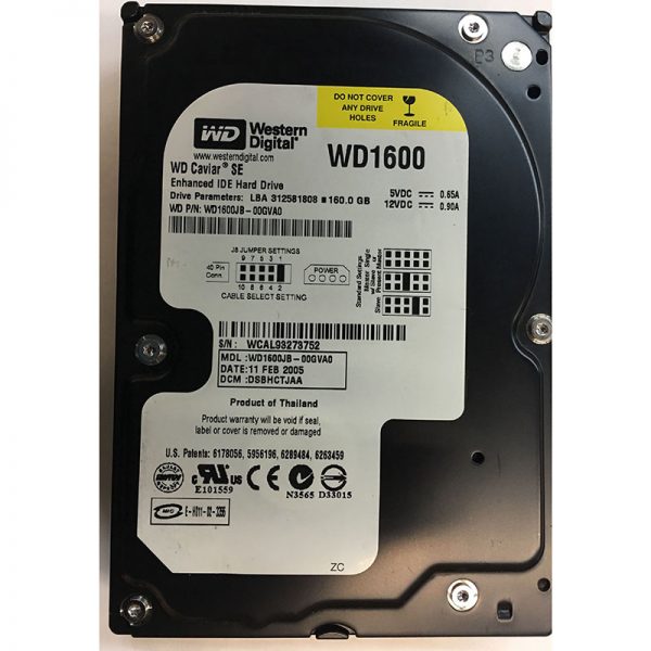 WD1600JB-00GVA0 - Western Digital 160GB 7200 RPM IDE 3.5" HDD