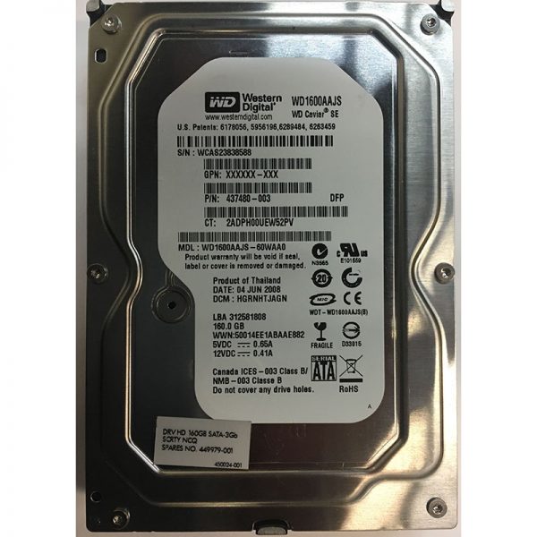 WD1600AAJS-60WAA0 - Western Digital 160GB 7200 RPM SATA 3.5" HDD